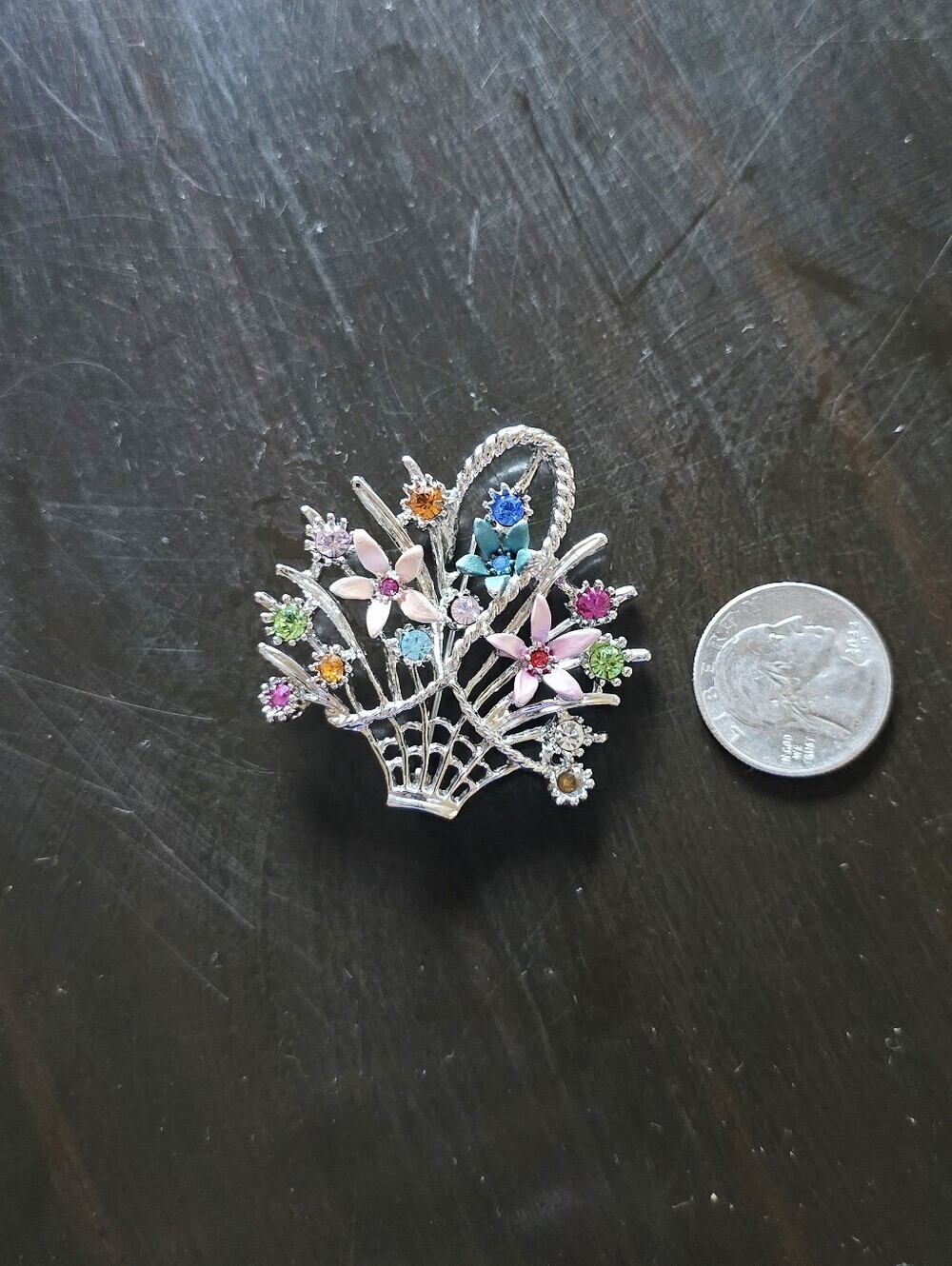 Colorful Floral Basket Brooch - Picture 4 of 4
